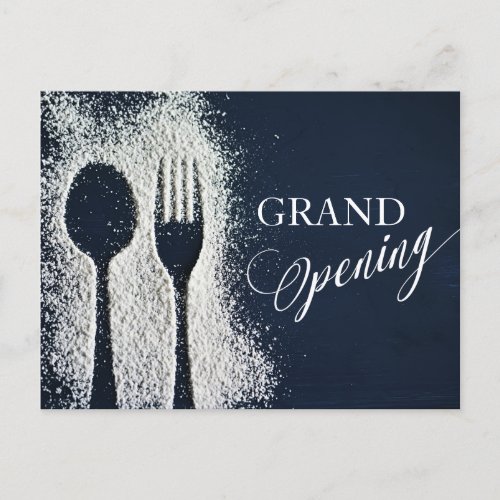 White Powdered Sugar Restaurant Grand Opening Invitation Postcard