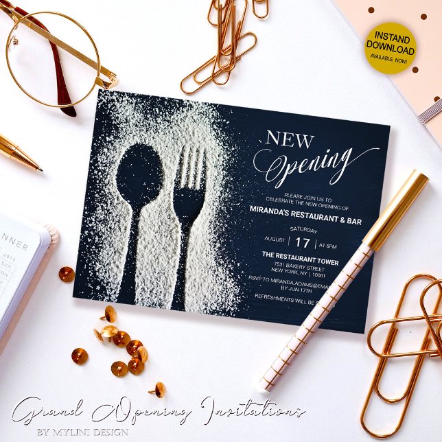 White Powdered Sugar Restaurant NEW Opening Invitation (Creator Uploaded)