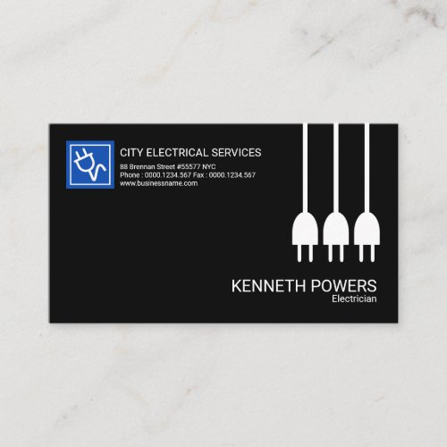White Power Cables Minimalist Black Electrician Business Card