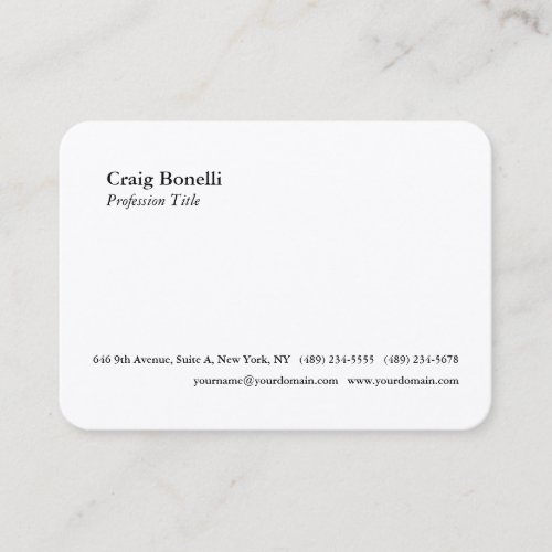 White Premium Silk Minimalist Modern Professional Business Card
