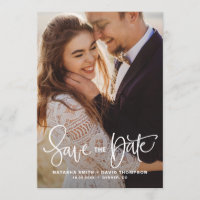 White Pretty Hand Lettering Photo Save the Date II