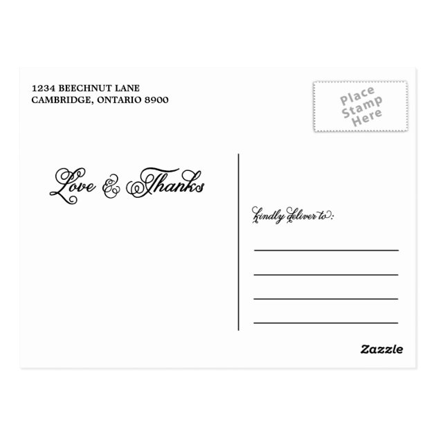 White Pretty Script Wedding Thank You Postcard