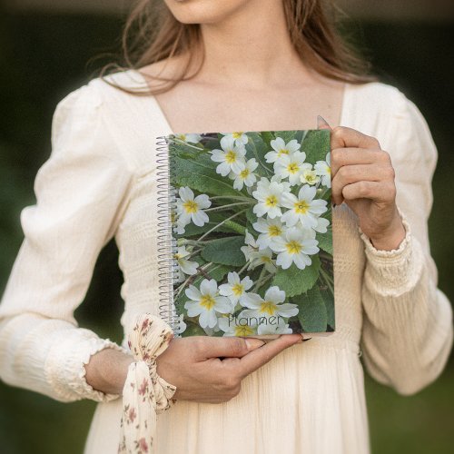 White Primroses with Yellow Centers Floral Planner