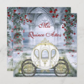 White Princess Carriage Enchanted Quinceanera Invitation (Front/Back)
