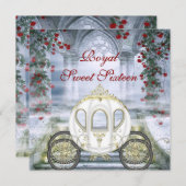 White Princess Carriage Enchanted Sweet 16 Invitation (Front/Back)