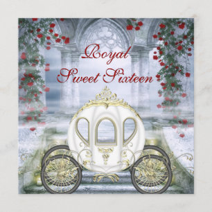 White Princess Carriage Enchanted Sweet 16 Invitation
