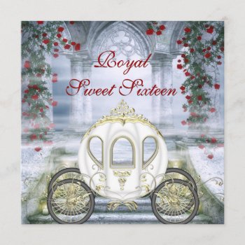 White Princess Carriage Enchanted Sweet 16 Invitation by InvitationBlvd at Zazzle