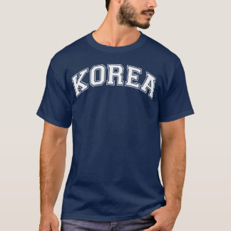 White Print Collegiate Korea friends T-Shirt