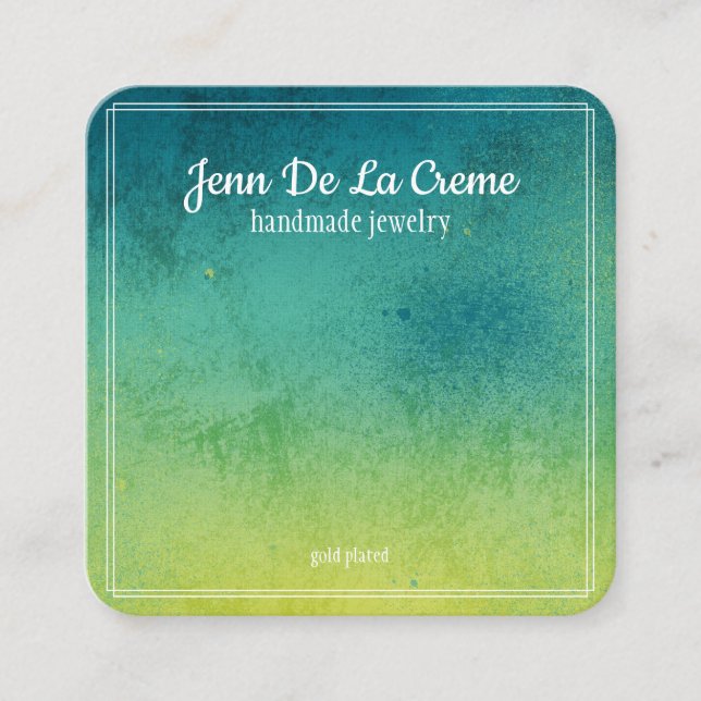 White Print Jewel Tone Jewelry Display Calling Card (Front)