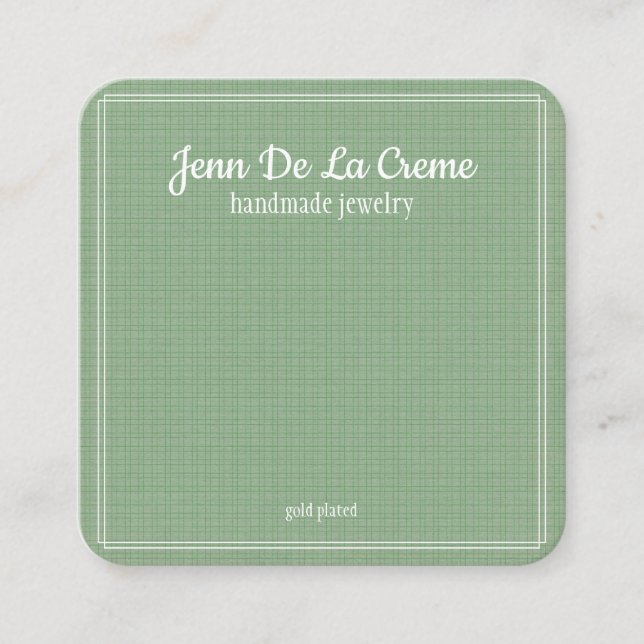 White Print Mint Green Jewelry Display Calling Card (Front)