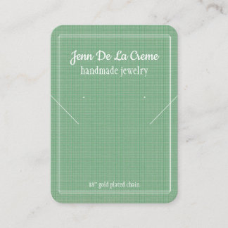 White Print Mint Green Jewelry Display  Calling Card