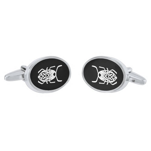 White Print Oval Cufflinks