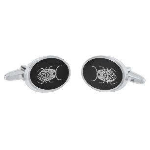 White Print Oval Cufflinks