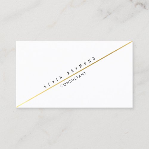 white pro business card with diagonal gold line