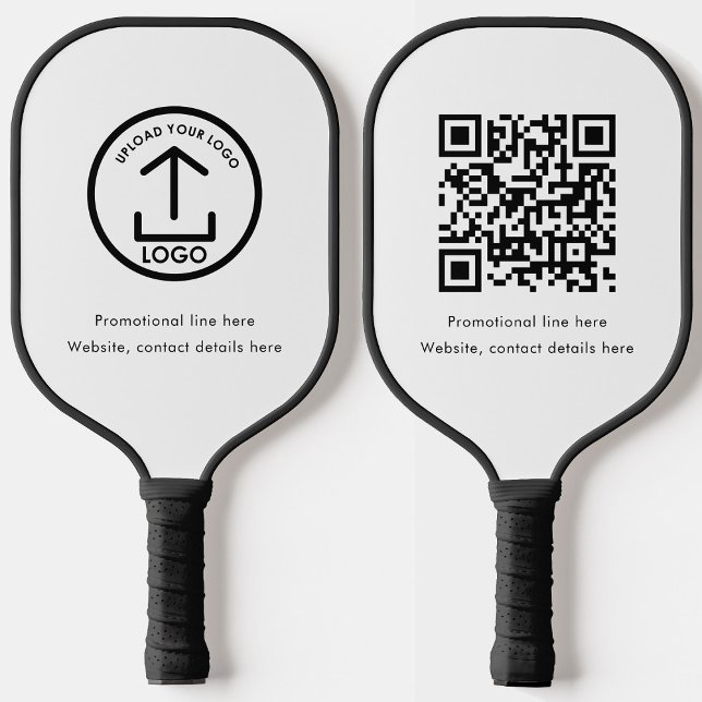 White Professional Business Logo Text QR Code Pickleball Paddle (White Professional Business Logo Text QR Code Pickleball Paddle)