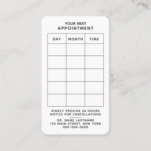 White Professional Business Reminder Modern Appointment Card