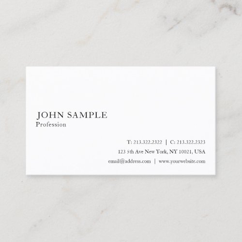 White Professional Clean Plain Elegant Modern Business Card