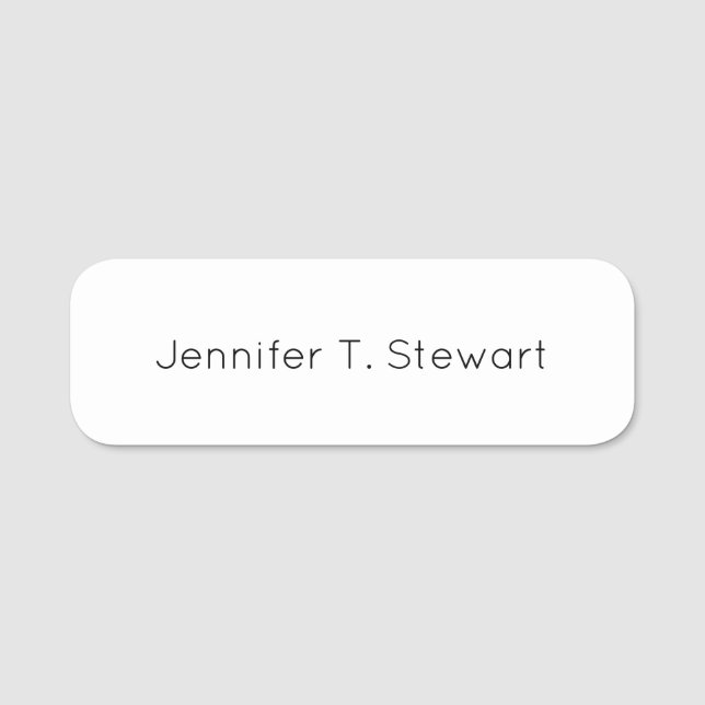 White Professional Elegant Simple Name Tag (Front)