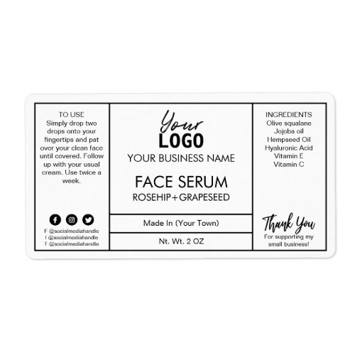 White Professional Face Serum Labels
