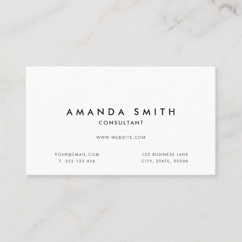 White Professional Modern Minimal Business Card