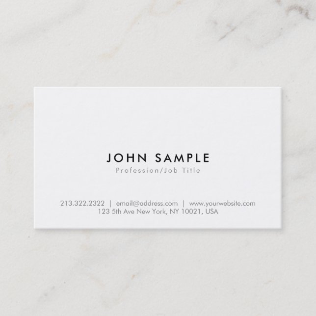 White Professional Modern Sophisticated Simple Business Card (Front)