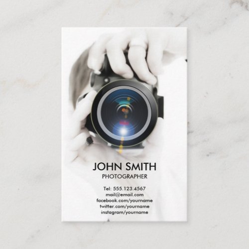 White Professional Photographer Business Card