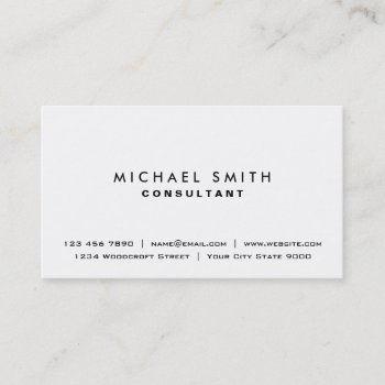 White Professional Plain Elegant Modern Simple Business Card by Lamborati at Zazzle