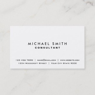 White Professional Plain Elegant Modern Simple Business Card