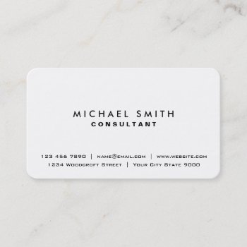 White Professional Plain Elegant Simple Modern Business Card by Lamborati at Zazzle