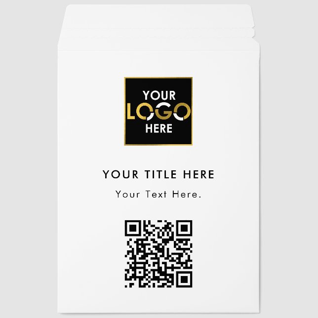 White Promo Corporate Business Logo QR Code Envelope Mailers (Front)