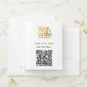 White Promo Corporate Business Logo QR Code Unique Pocket Folder