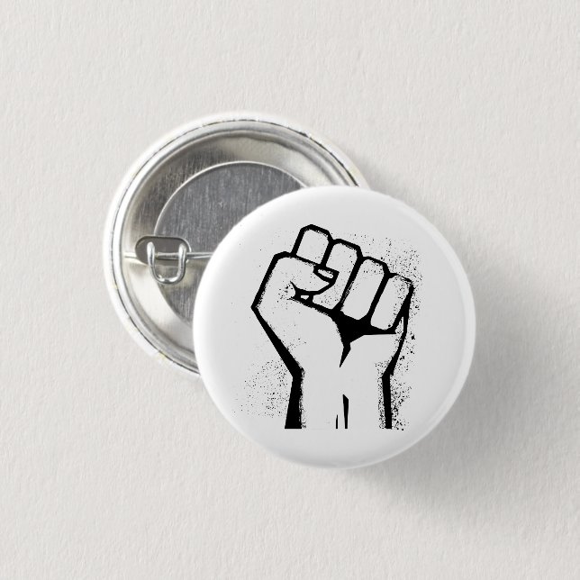 White Protest Fist Button (Front & Back)