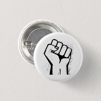 White Protest Fist Button