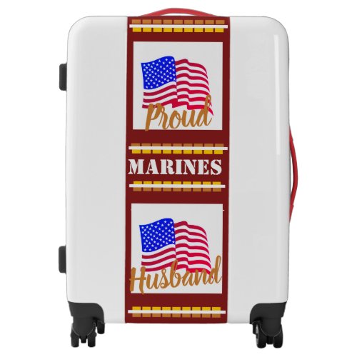 White _ Proud Marines Husband Luggage