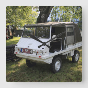 White Puch Haflinger Square Wall Clock