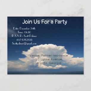 White Puffy Cloud Invitation Postcard