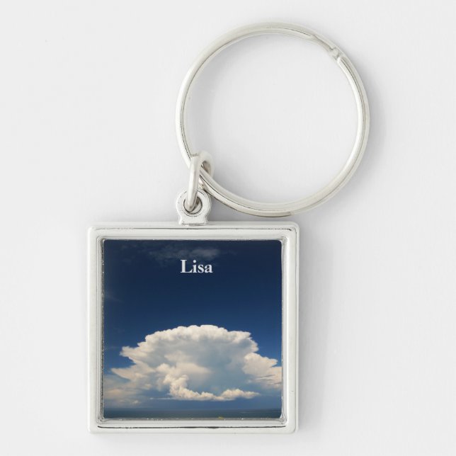 White Puffy Cloud Photo Keychain (Front)