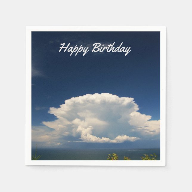 White Puffy Cloud Photo Napkins (Front)