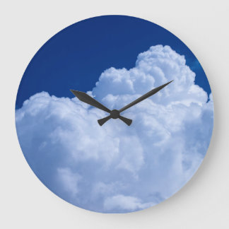 White puffy clouds and blue sky large clock