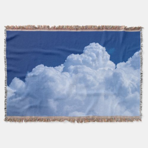 White puffy clouds and blue sky throw blanket