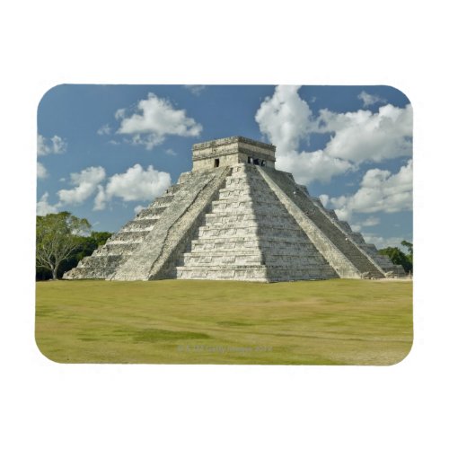 White puffy clouds over the Mayan Pyramid Magnet