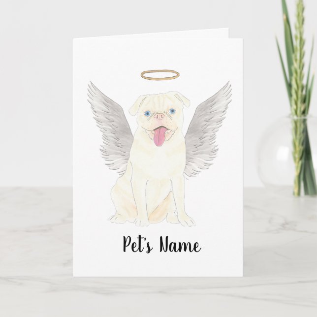 White Pug Folded Greeting Card (Front)