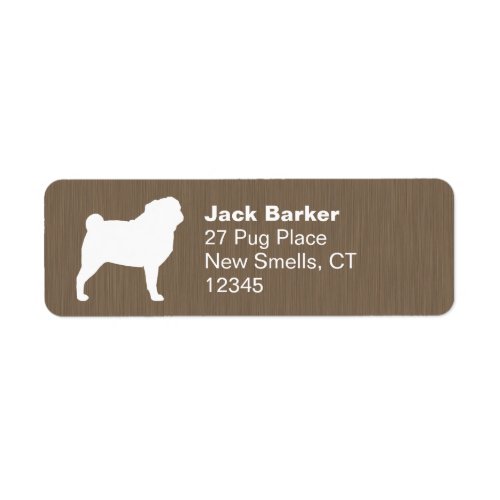 White Pug Silhouette Return Address Labels