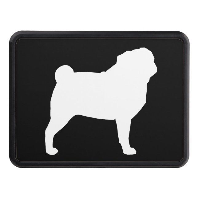 White Pug Silhouette Tow Hitch Cover (Front)