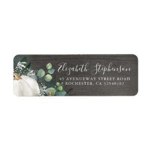 White Pumpkin and Baby's Breath Rustic Fall Label
