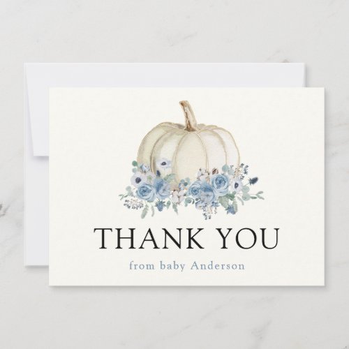 White Pumpkin and Blue Floral Thank You
