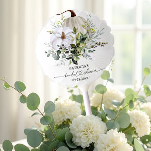 White Pumpkin and Eucalyptus Fall Bridal Shower Balloon