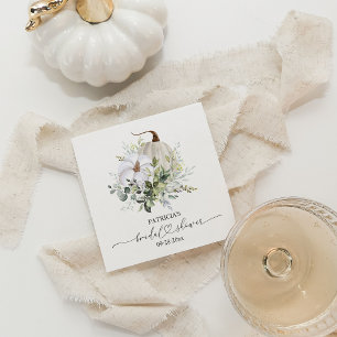 White Pumpkin and Eucalyptus Fall Bridal Shower Napkins