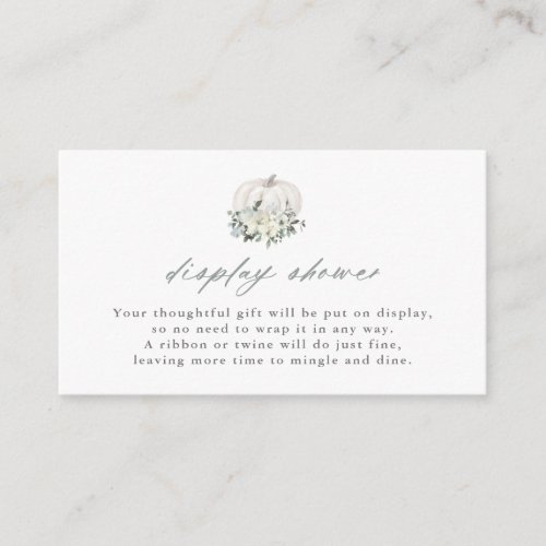 White Pumpkin and Flowers Display Shower Enclosure Card