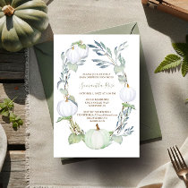 WHITE PUMPKIN and Greenery BABY Shower Invitation